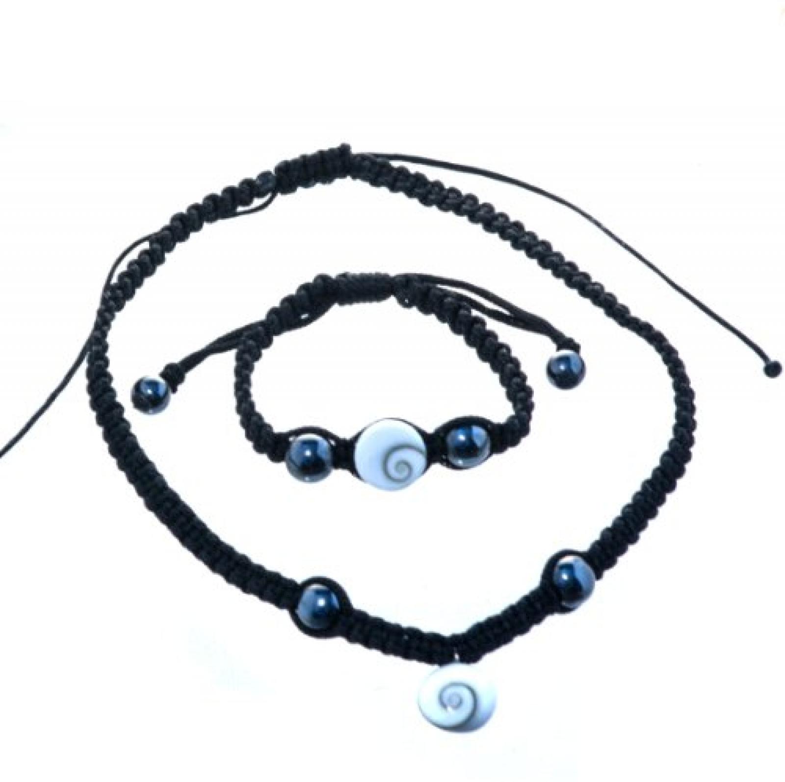 Bella Carina unisex Set shamballa Kette und Armband mit shiva auge und H&auml;matit 