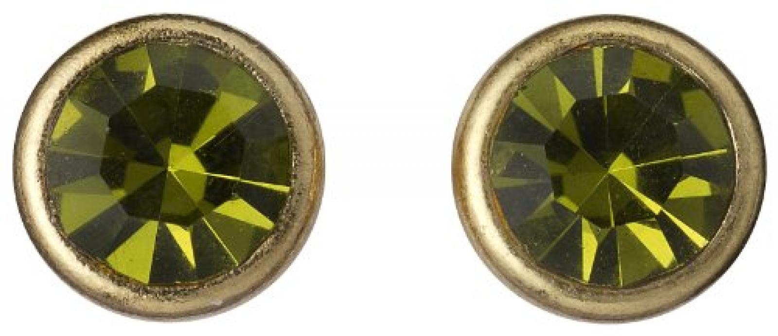 Pilgrim Jewelry Damen-Ohrstecker Messing Pilgrim Damen-Ohrstecker aus der Serie Classic vergoldet,gr&uuml;n 0.5 cm 611336403 