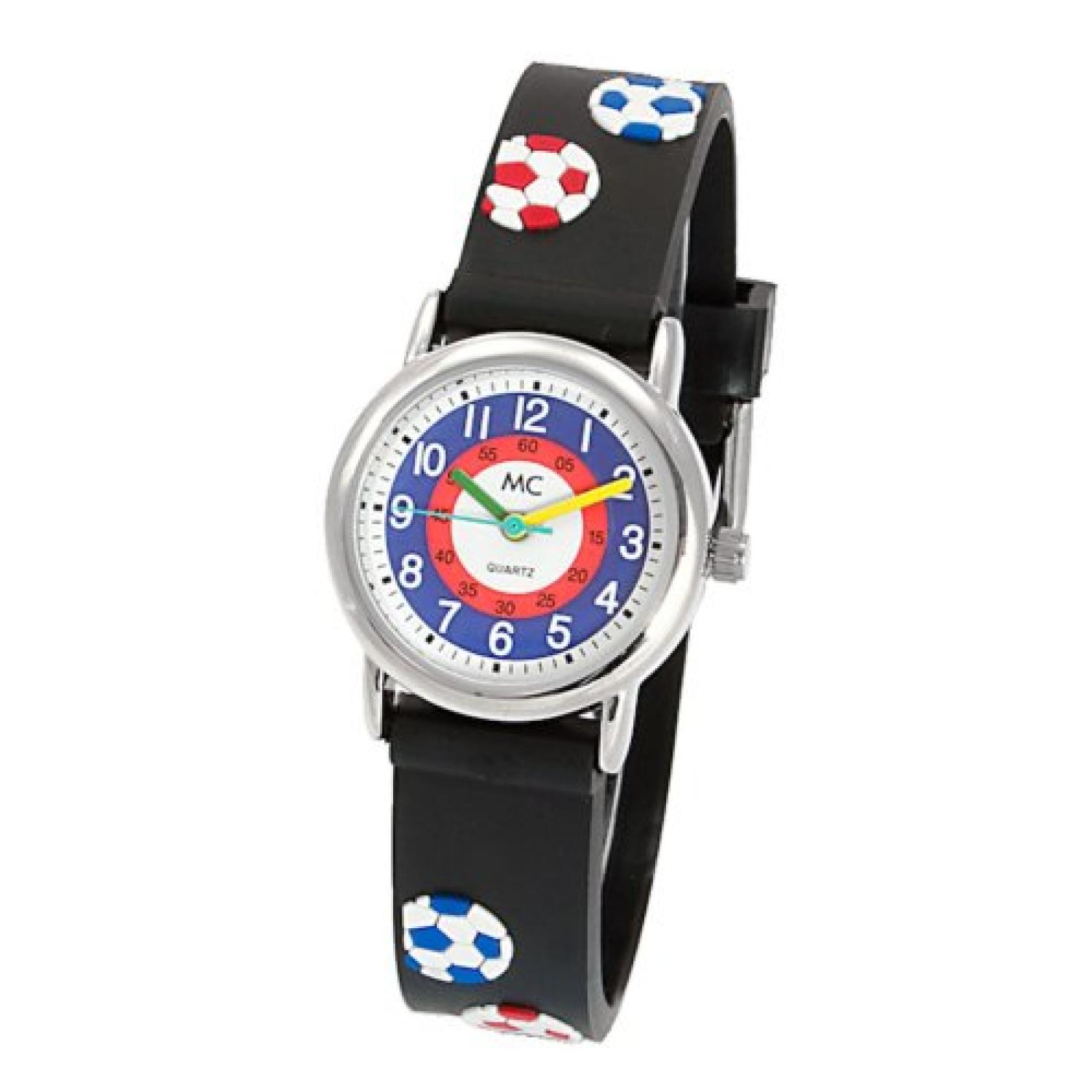 MC Timetrend Jungen-Armbanduhr Lernuhr Quarz Kautschukband mit Fu&szlig;b&auml;llen 18010 