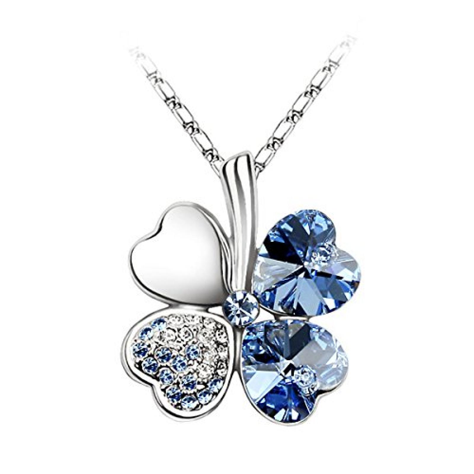 Klee Halskette mit Swarovski Elements Crystal light sapphire weißvergoldet Klee Halskette mit Swarovski Elements Crystal light sapphire weißvergoldet