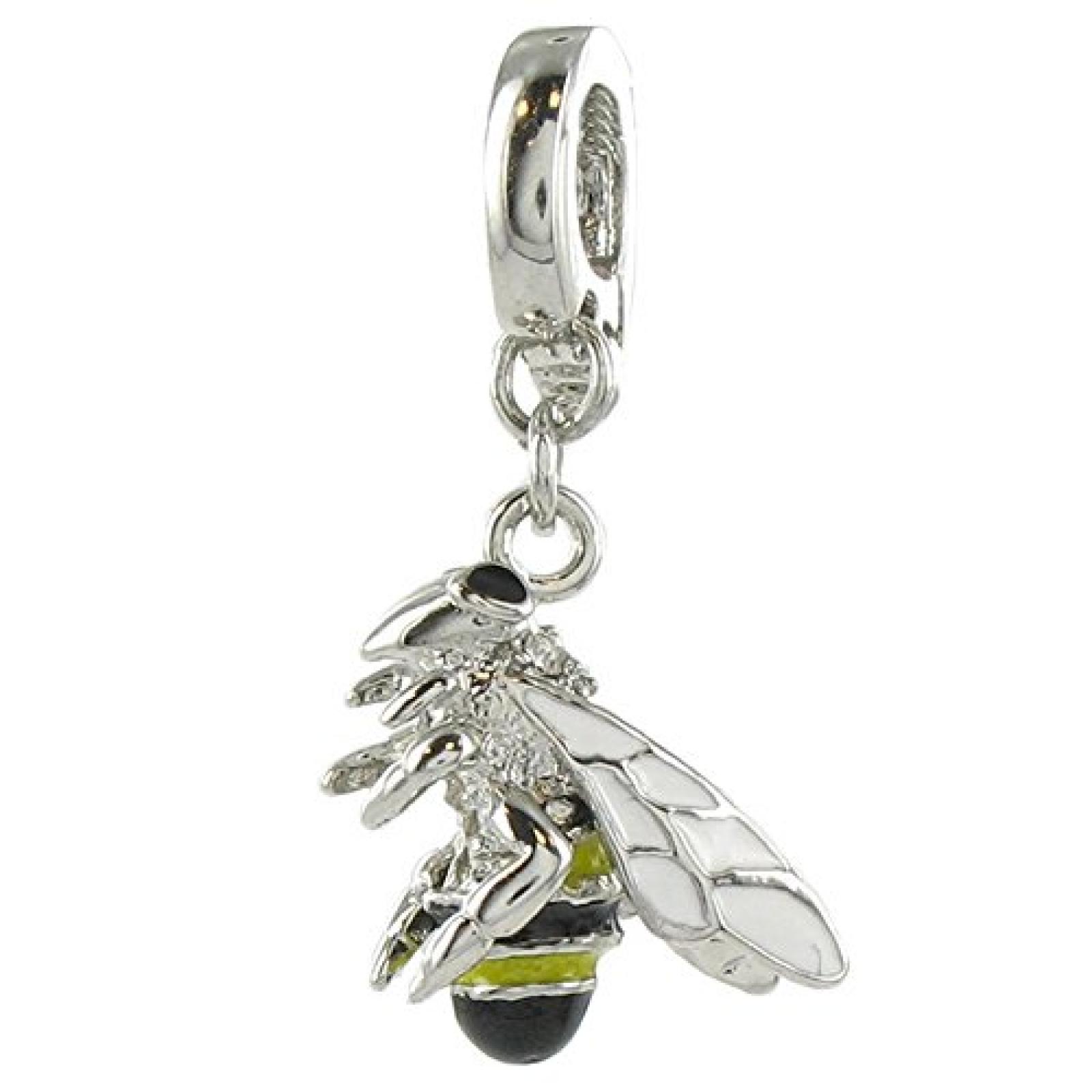 Quiges, Eligo Charms Silver Plated Silver plated Bee Charm f&uuml;r Viventy/Fossil 5mm Leather Armbands 