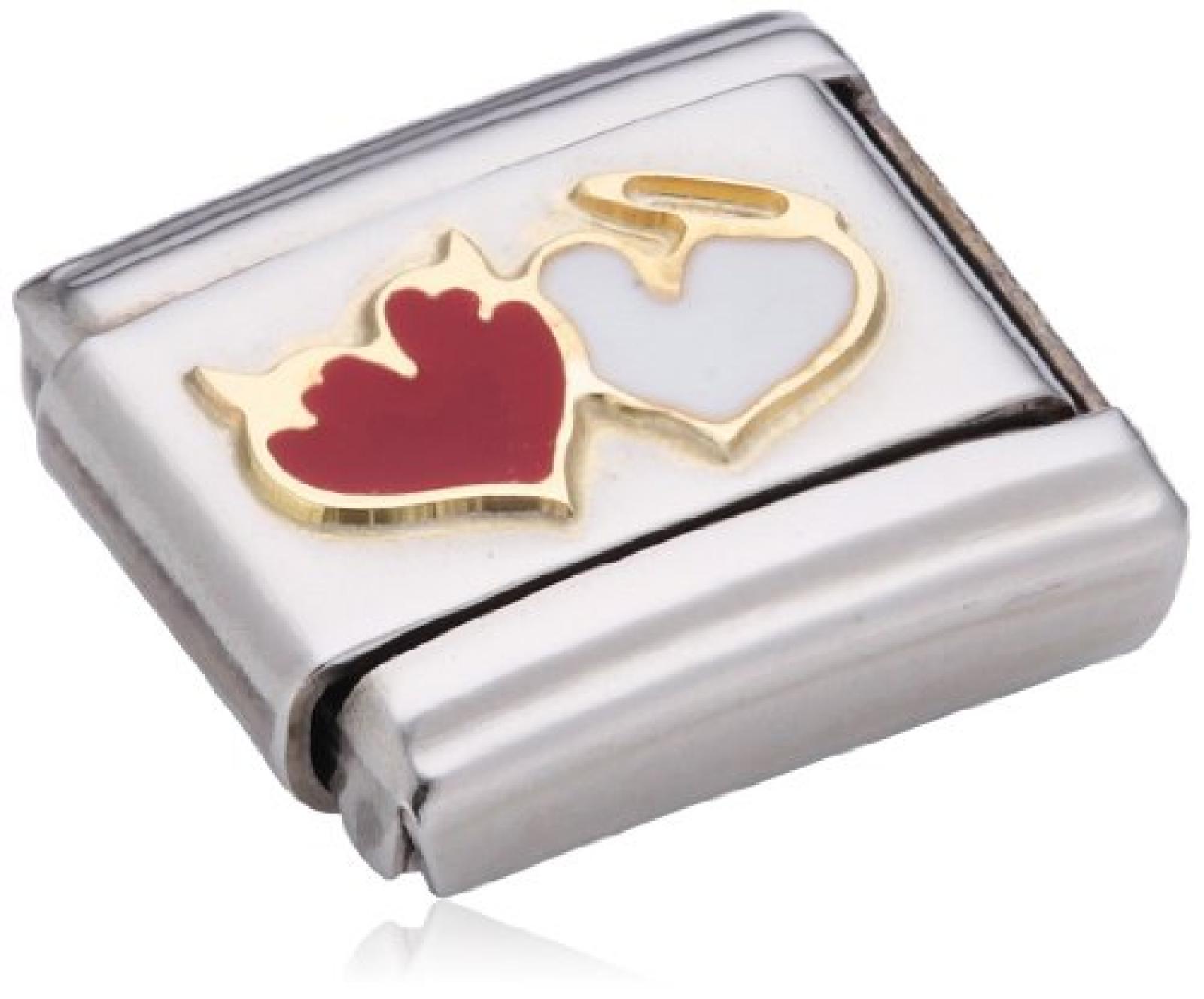 Nomination Composable Damen-Bead Classic Love Edelstahl Emaille 18k-Gold (Herzen mit Engel Teufel) 030253/27 