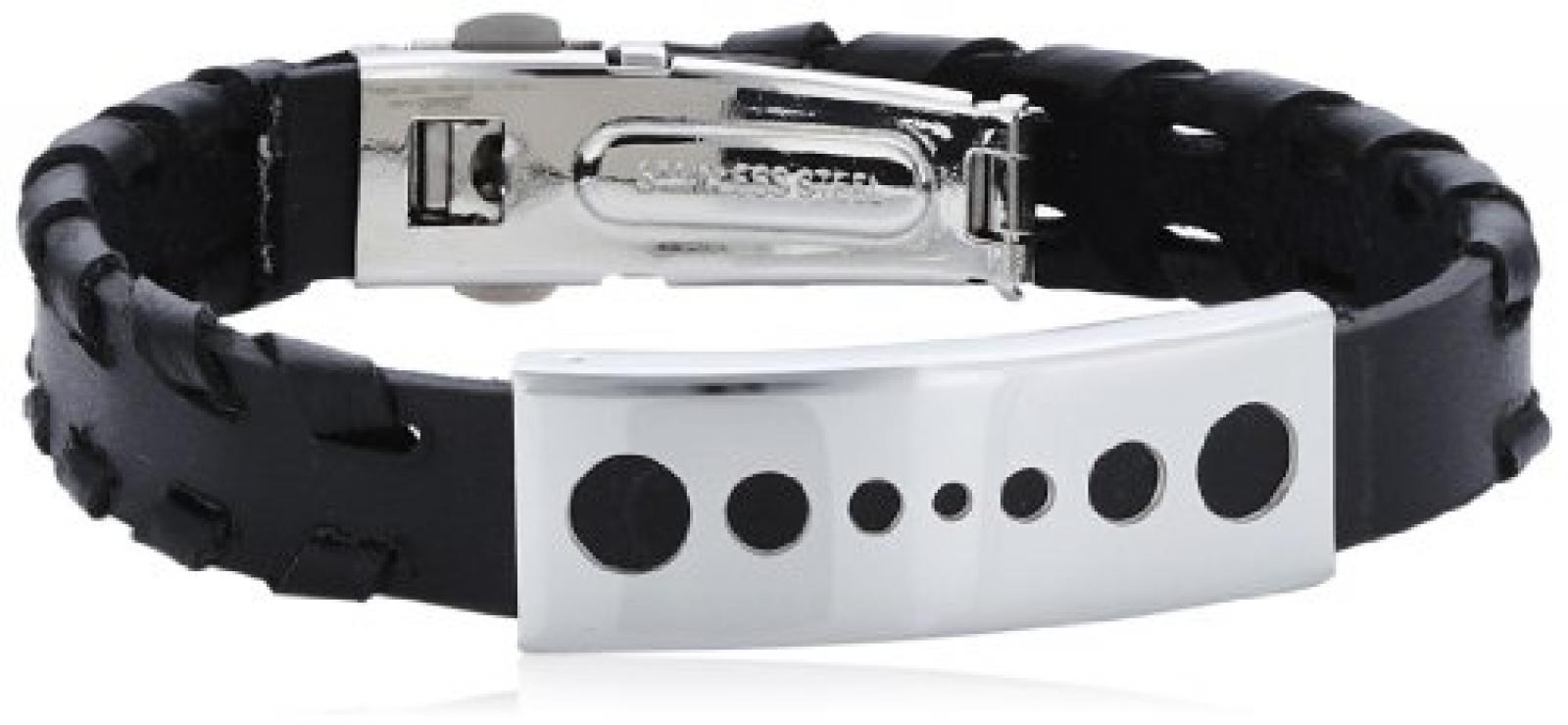 Mike Ellis Herren Armband Leder Edelstahl 21.0 cm BY-03 