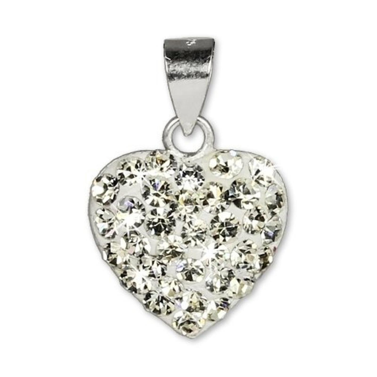 SilberDream Glitzer Anh&auml;nger Herz wei&szlig; mit Zirkonia Kristallen shiny 925 Sterling Silber Kettenanh&auml;nger f&uuml;r Kette oder Halskette GSH203W 