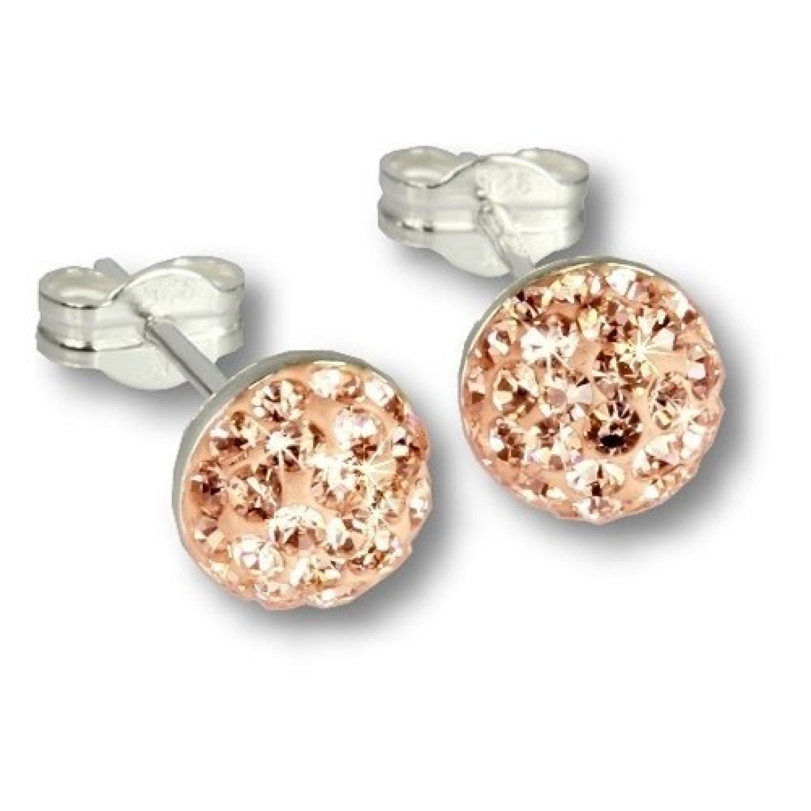 SilberDream Glitzer Ohrstecker Halbkugel hellbraun Preciosa Elements 925 Sterling Silber Ohrringe GSO217N SilberDream Glitzer Ohrstecker Halbkugel hellbraun Preciosa Elements 925 Sterling Silber Ohrringe GSO217N