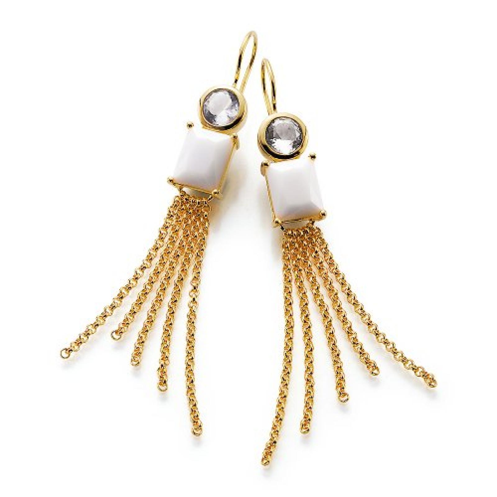 frida nyberg Damen-Ohrh&auml;nger Vergoldet Onyx wei&szlig; 191009112 