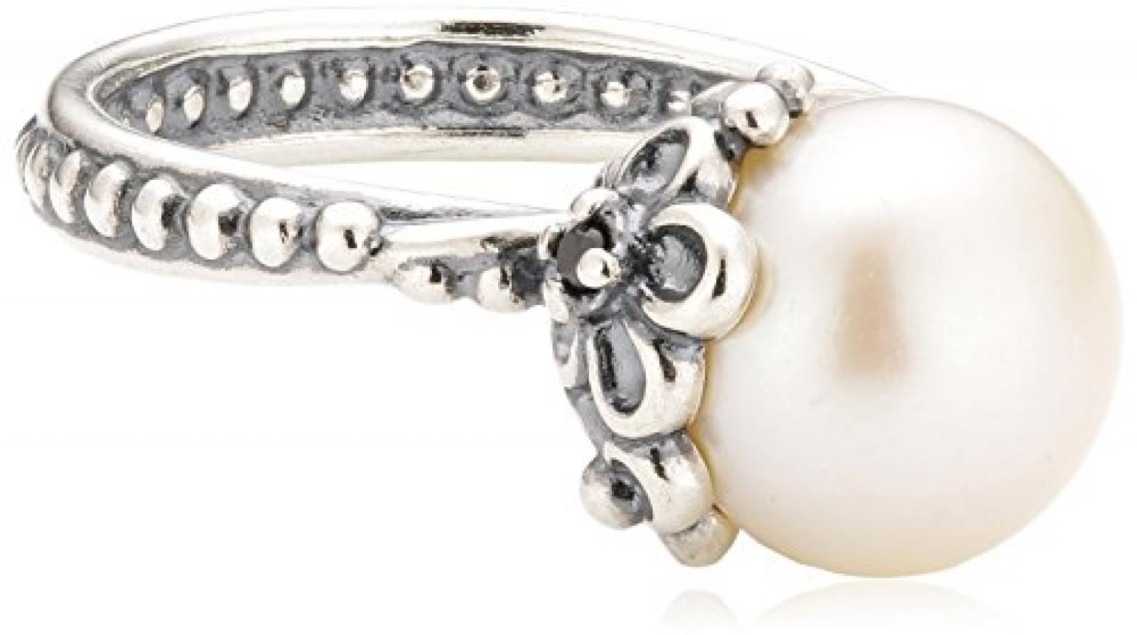 Pandora Damen-Ring 925 Silber Zirkonia transparent S&uuml;&szlig;wasser-Zuchtperle Wei&szlig; 190848P 