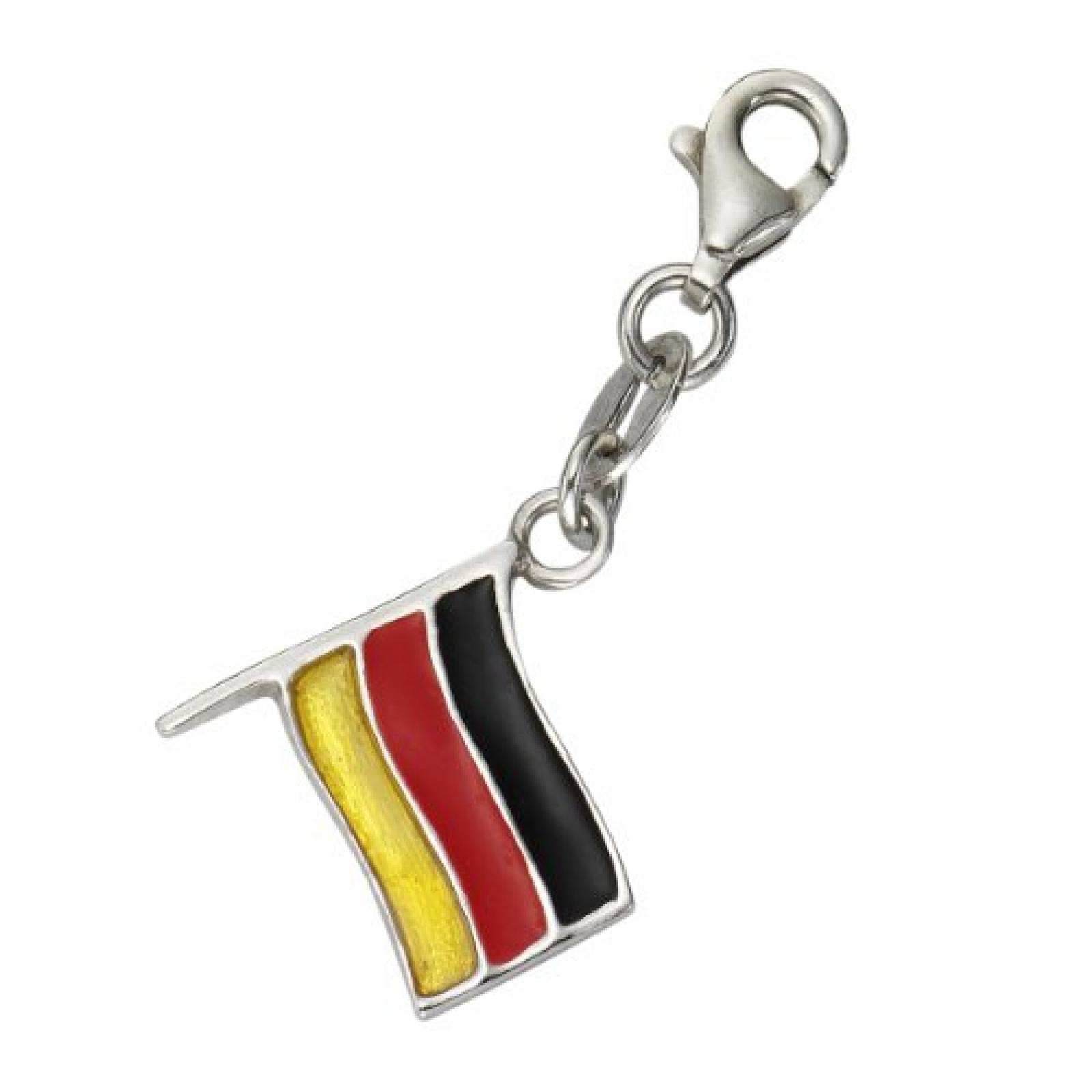 ZEEme Damen-Charm Karabineranh&auml;nger 925 Sterling Silber Deutschlandflagge 301240057 