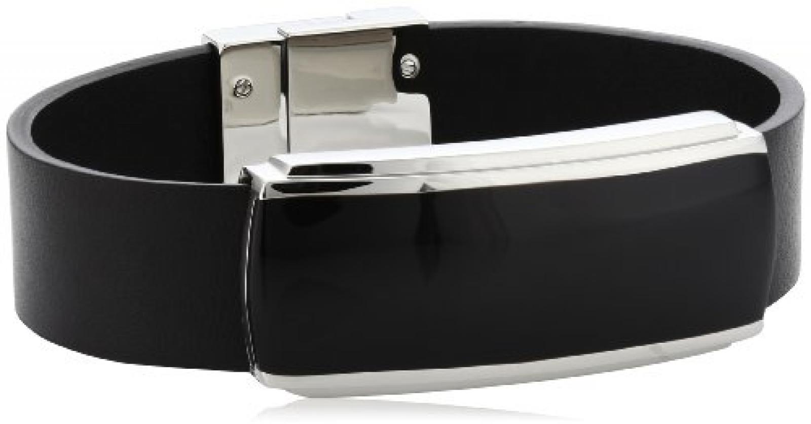 Joop Herren-Armband Sharp Epoxy schwarz Leder schwarz Edelstahl ca. 21.5 cm JPBR10340A215 