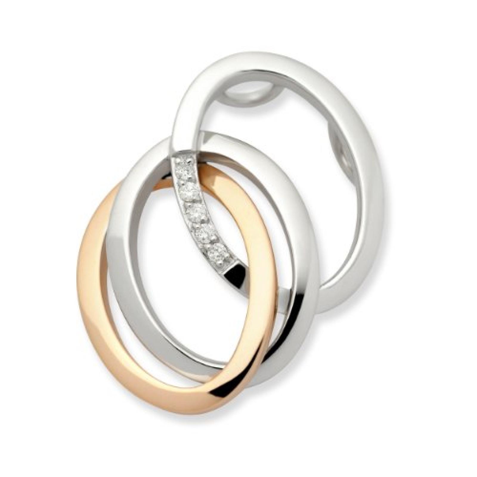 Miore Damen-Anhänger 14 Karat (585) Weiß-/Rotgold mit 5 Brillanten ca. 0,04ct MB125P Miore Damen-Anhänger 14 Karat (585) Weiß-/Rotgold mit 5 Brillanten ca. 0,04ct MB125P