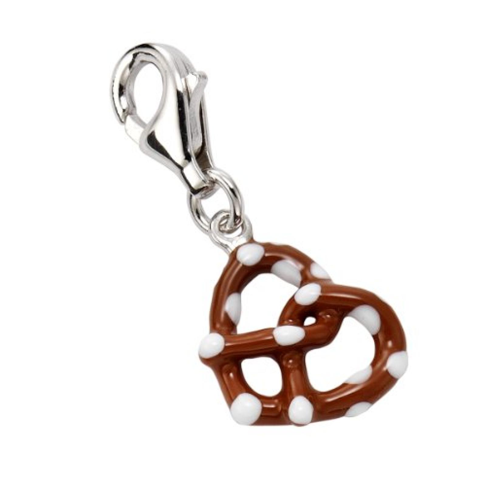 ZEEme Damen-Charm Karabineranh&auml;nger 925 Sterling Silber Brezel Lack 280240076 
