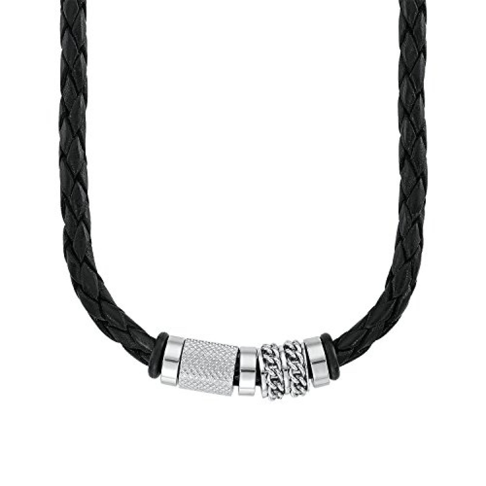 s.Oliver Jewel Herren-Kette ohne Anh&auml;nger Edelstahl Leder 50 cm - 508971 