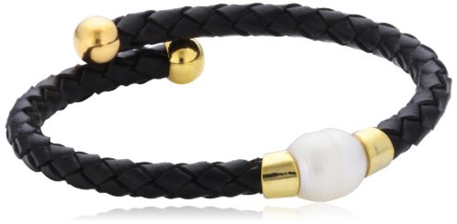 Mike Ellis Damen-Armreif Leder Vergoldetes Metall UF-13 BL 