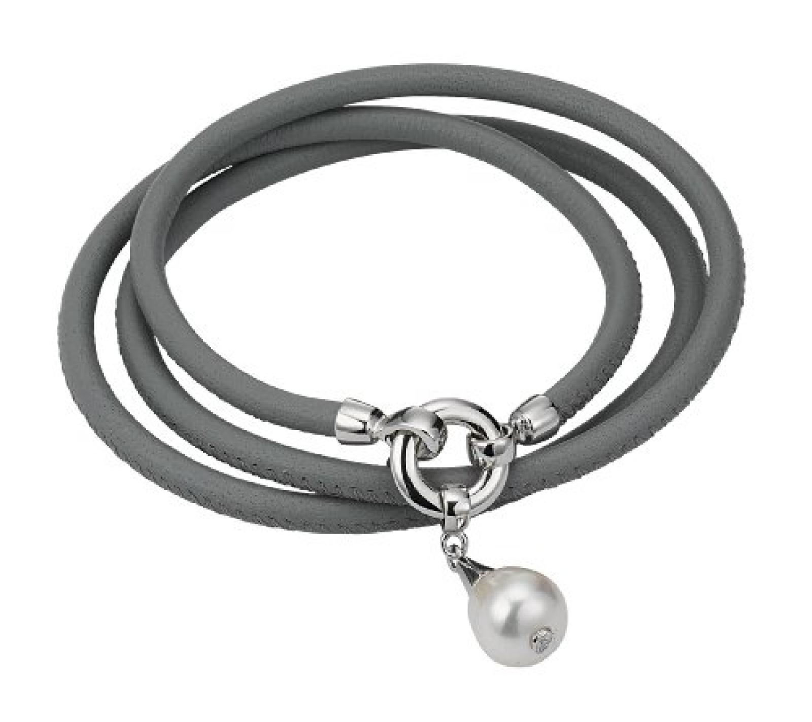 Adriana Damen-Set: Halskette + Armband Süßwasser Zuchtperlen 925 Sterling Silber L1-grau 