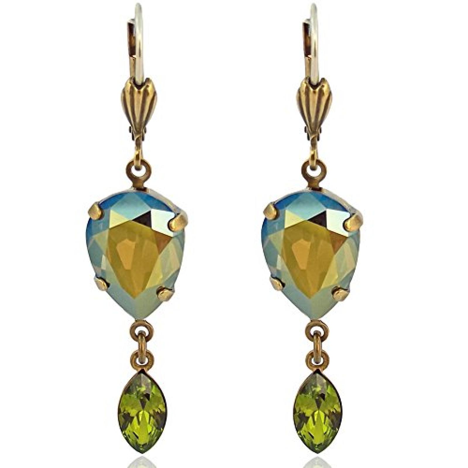 Ohrringe mit SWAROVSKI ELEMENTS - Iridescent Green - Gold - Etui Ohrringe mit SWAROVSKI ELEMENTS - Iridescent Green - Gold - Etui