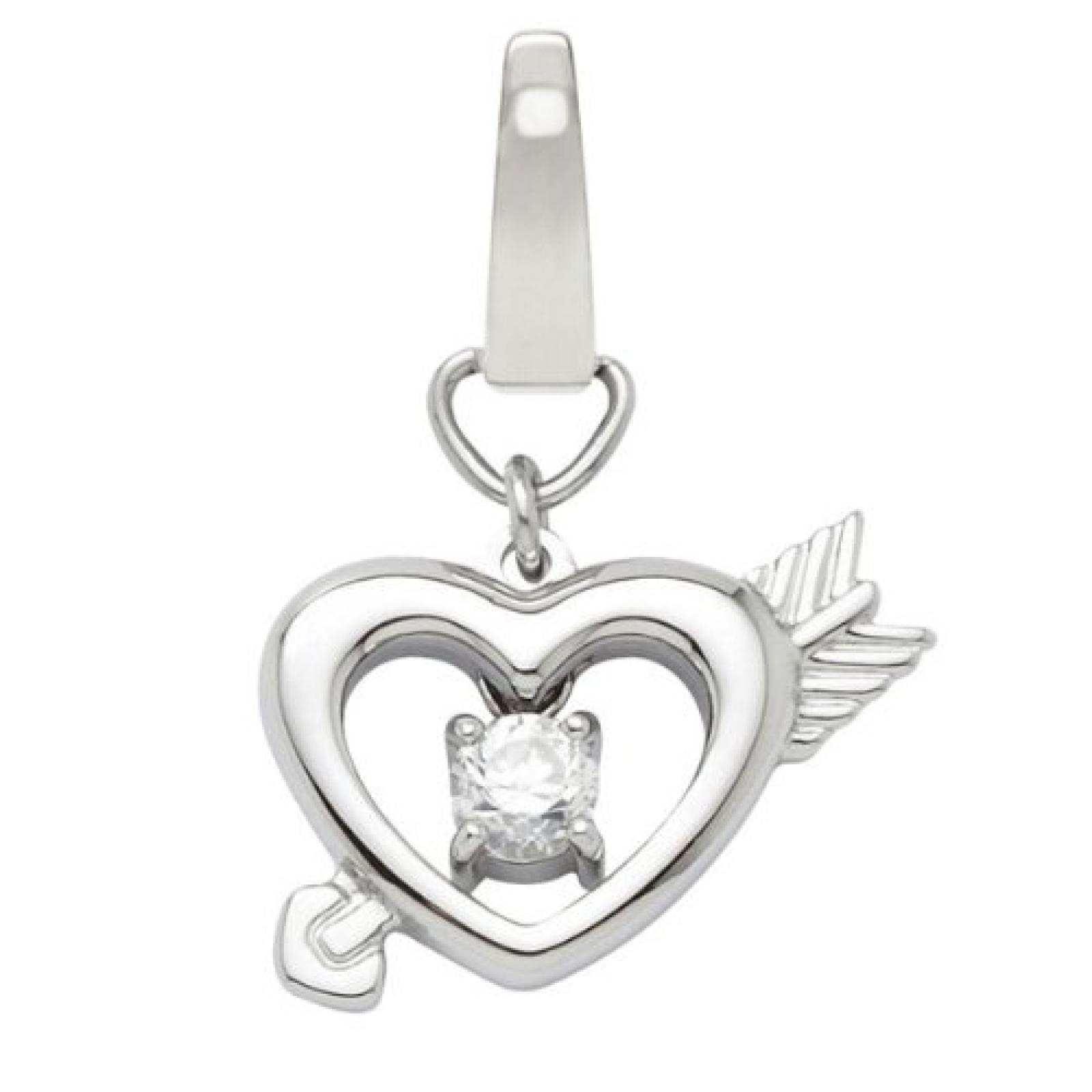Fossil Damen-Charm Anhänger Herz mit Pfeil Zirkonia JF86770040 Fossil Damen-Charm Anhänger Herz mit Pfeil Zirkonia JF86770040