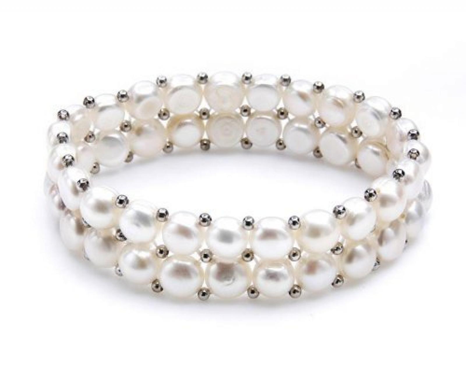Silvity Pearls Edles Armband aus echten S&uuml;&szlig;wasserperlen / Perlenarmband /s&uuml;&szlig;wasserperlen armband 7,5 - 8 mm 400901-20 