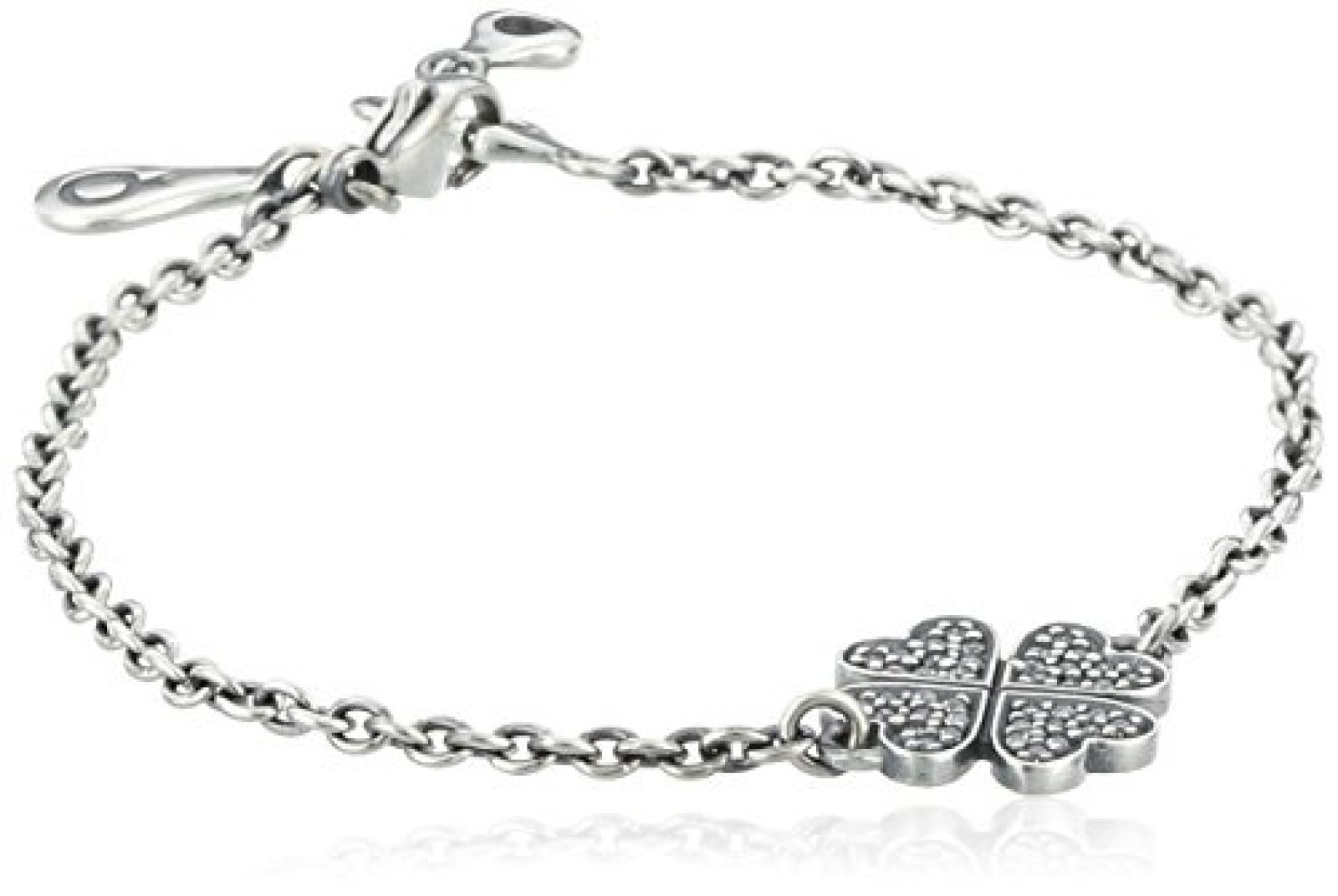 Pandora Damen-Armband Kleeblatt 925 Silber Zirkonia wei&szlig; 590506CZ 