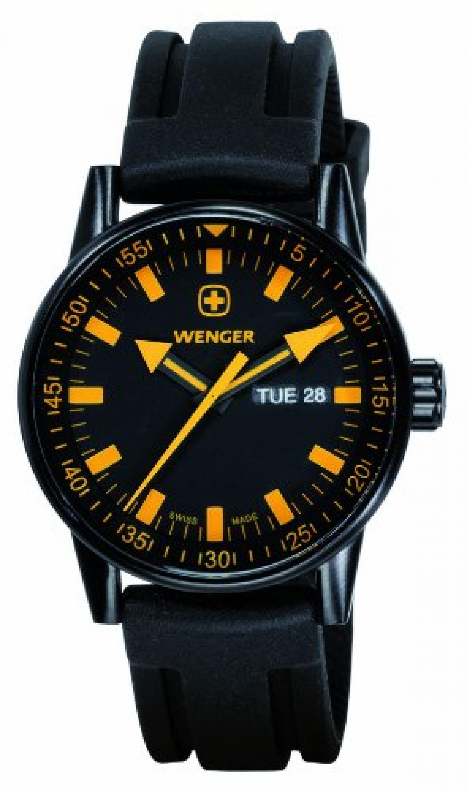 Wenger Herren-Armbanduhr XL Commando Black Line Analog Quarz Silikon 70173 