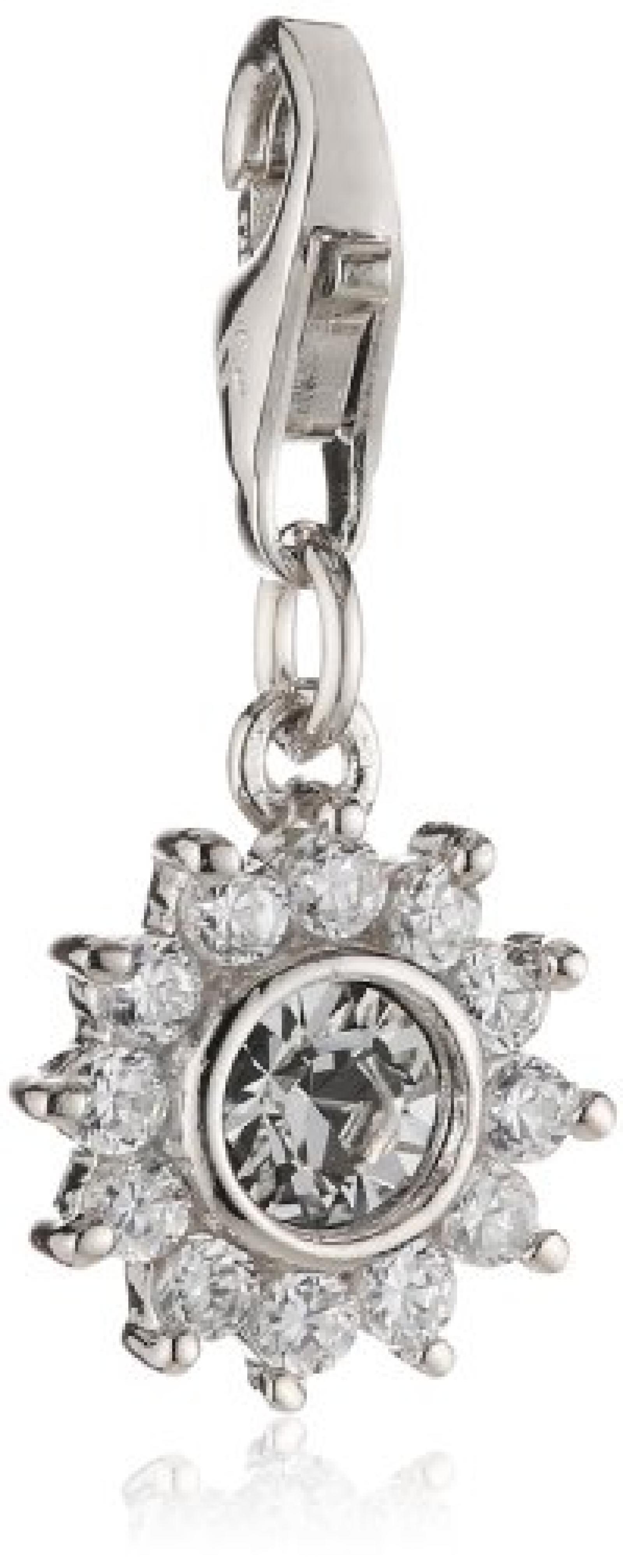 s.Oliver Damen-Charm 925 Sterling Silber Blume Zirkonia synth. L&auml;nge ca. 10 mm 419413 