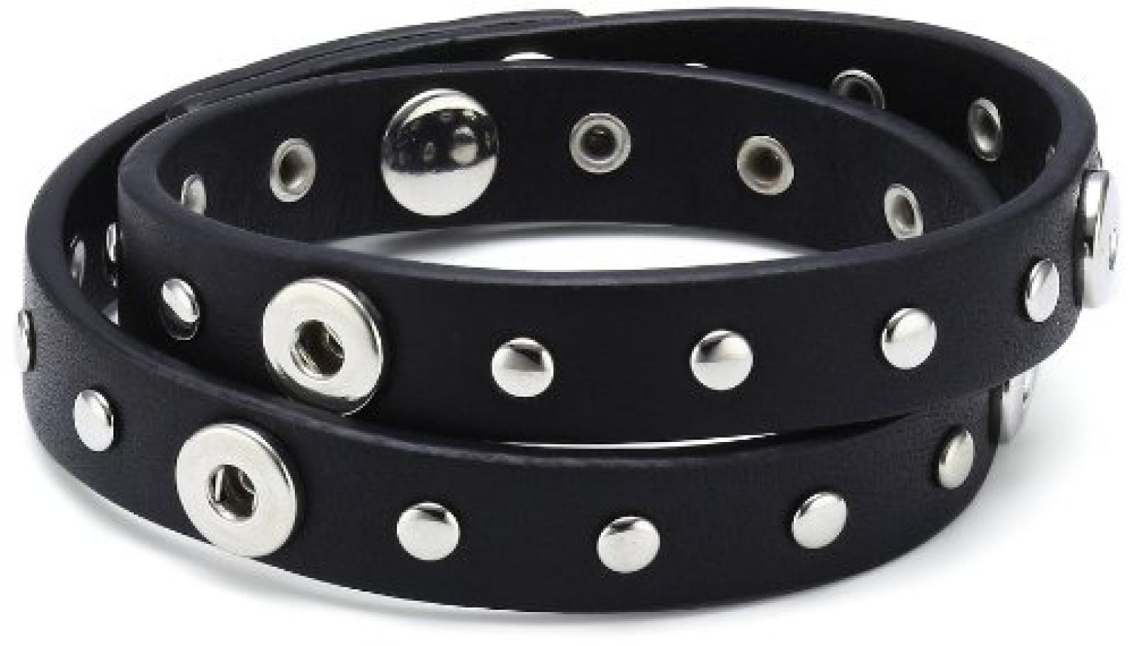 Pilgrim Jewelry Damen-Armband für Snaps doppelt aus der Serie Snap versilbert schwarz 40.0 cm 431239006 