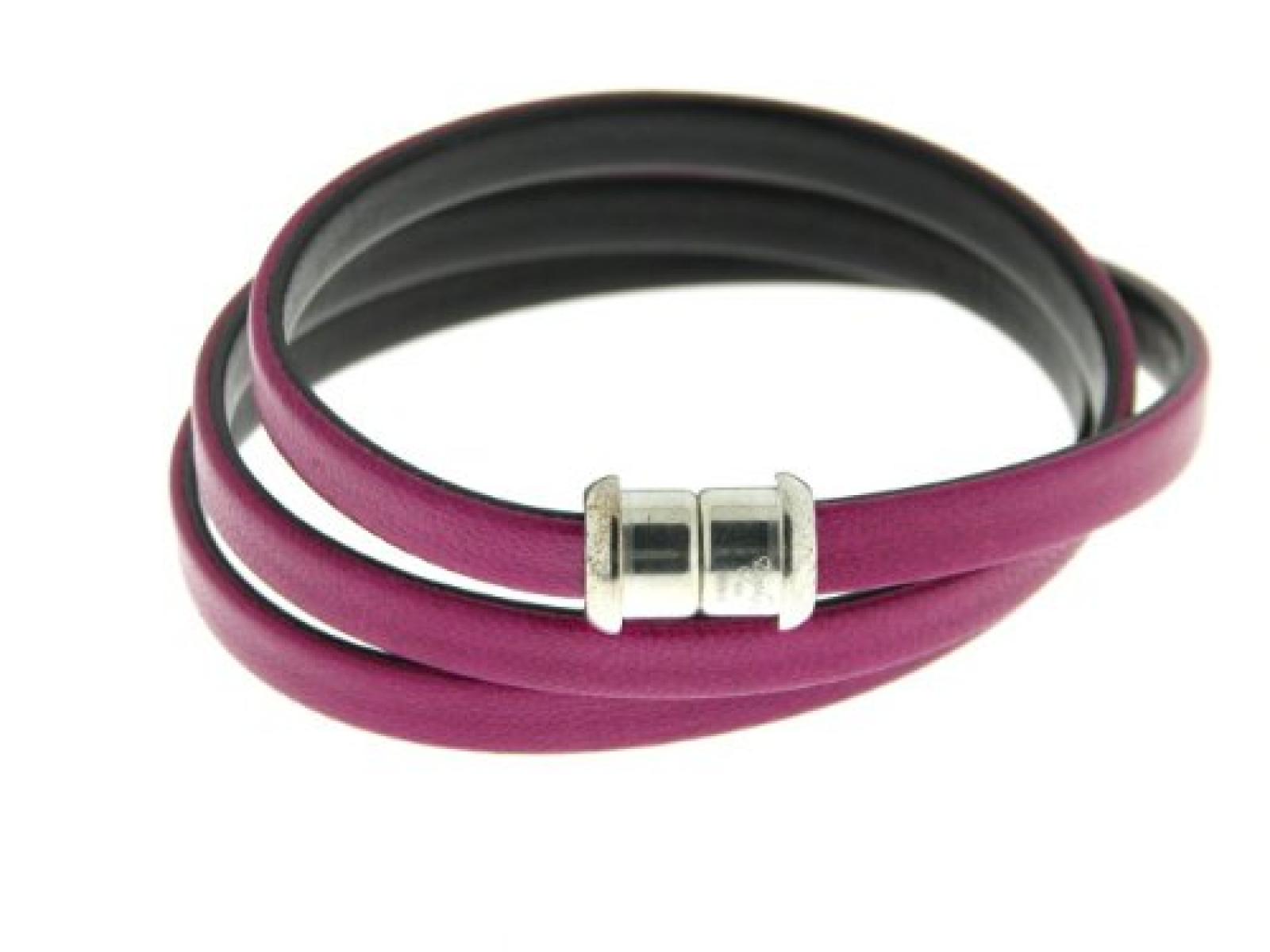 Kettenworld Unisex-Lederarmband Masai magenta Lila FA 74391/92/57 