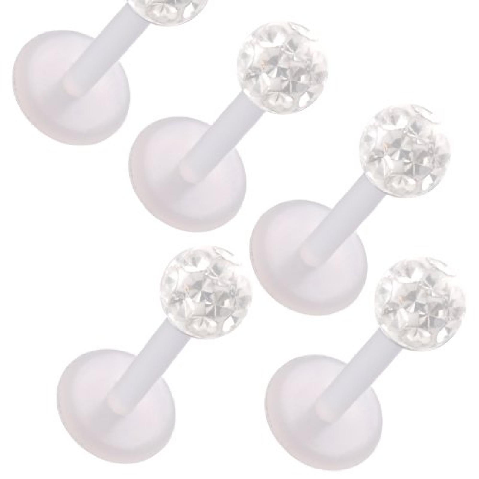 5er set 1,2mm 8mm lippenpiercing tragus madonna schmuck labret lippe klar Kristall BJWT 