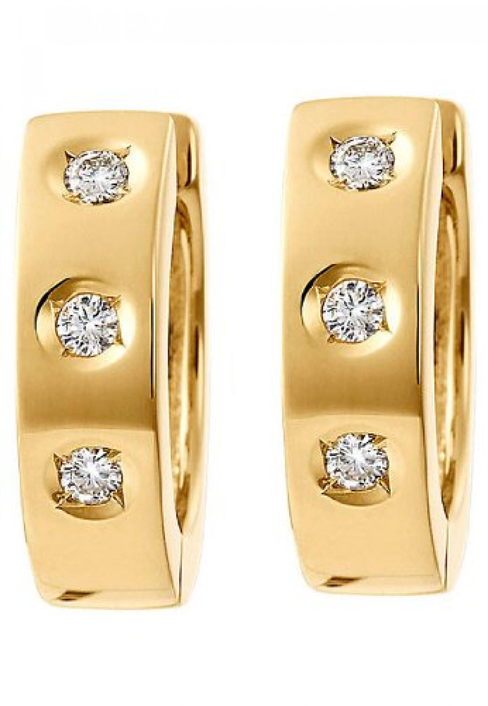 CHRIST Diamonds Damen-Creole 585er Gelbgold 6 Brillanten ca. 0,14 ct. One Size, gold 