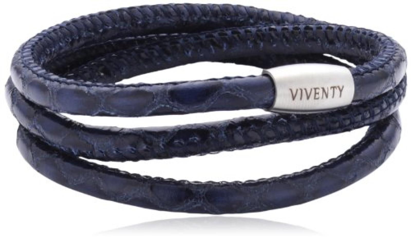 Viventy Unisex Armband Leder 3x gewickelt. in blau 59cm 764028 