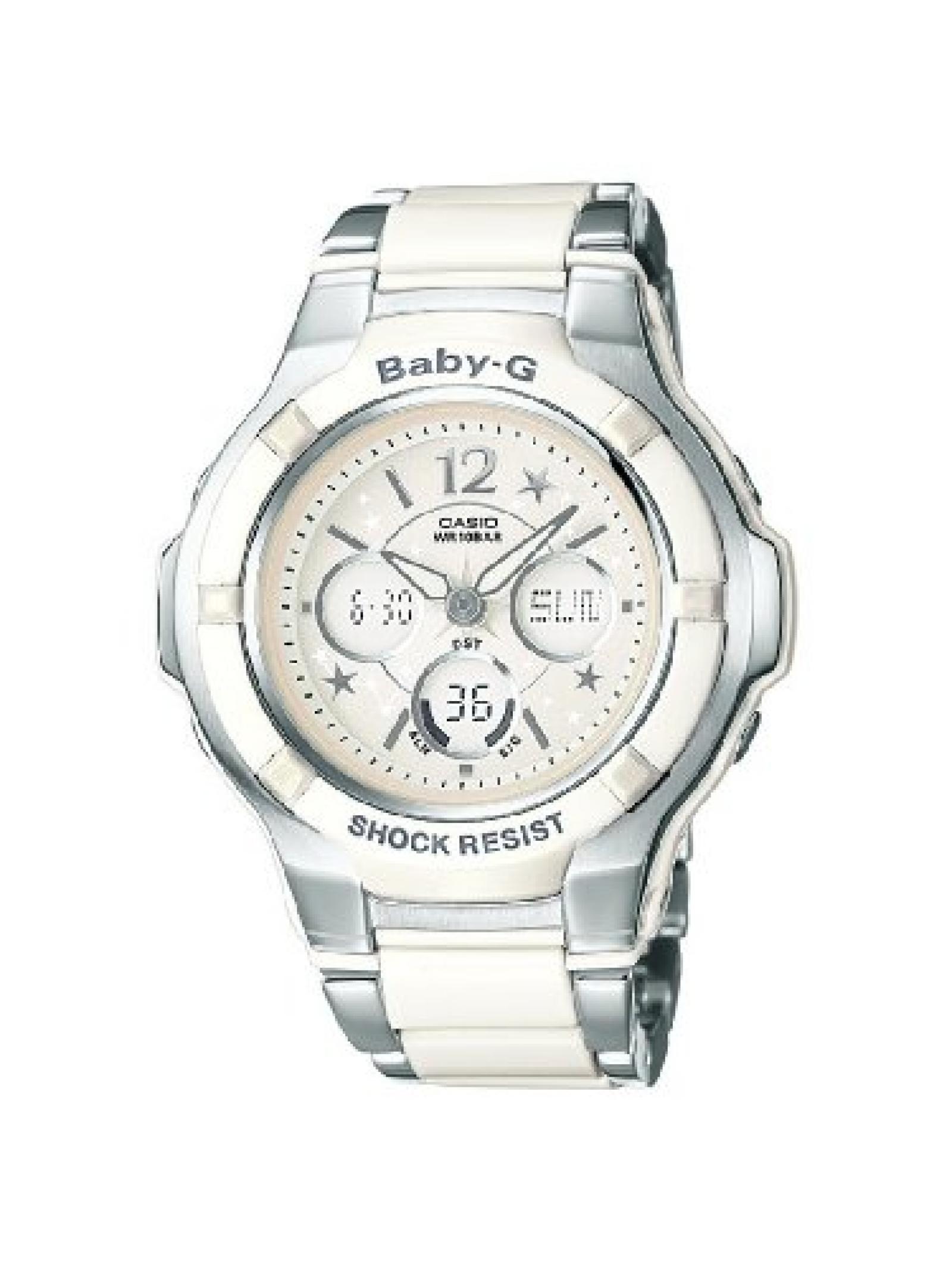 Casio Damen-Armbanduhr Analog - Digital Edelstahl weiß BGA-120C-7B1ER 
