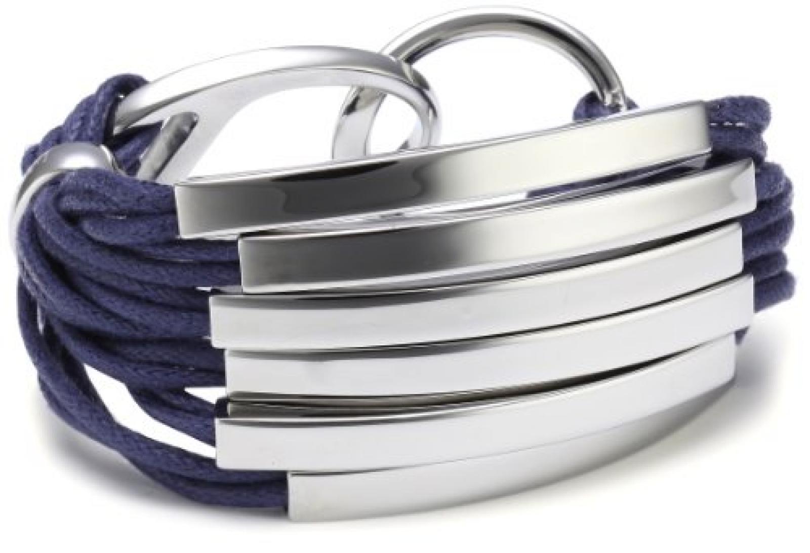 Joop Damen-Armband Edelstahl Construction Baumwolle blau gewachst ca. 19.5 cm JPBR10310C195 Joop Damen-Armband Edelstahl Construction Baumwolle blau gewachst ca. 19.5 cm JPBR10310C195