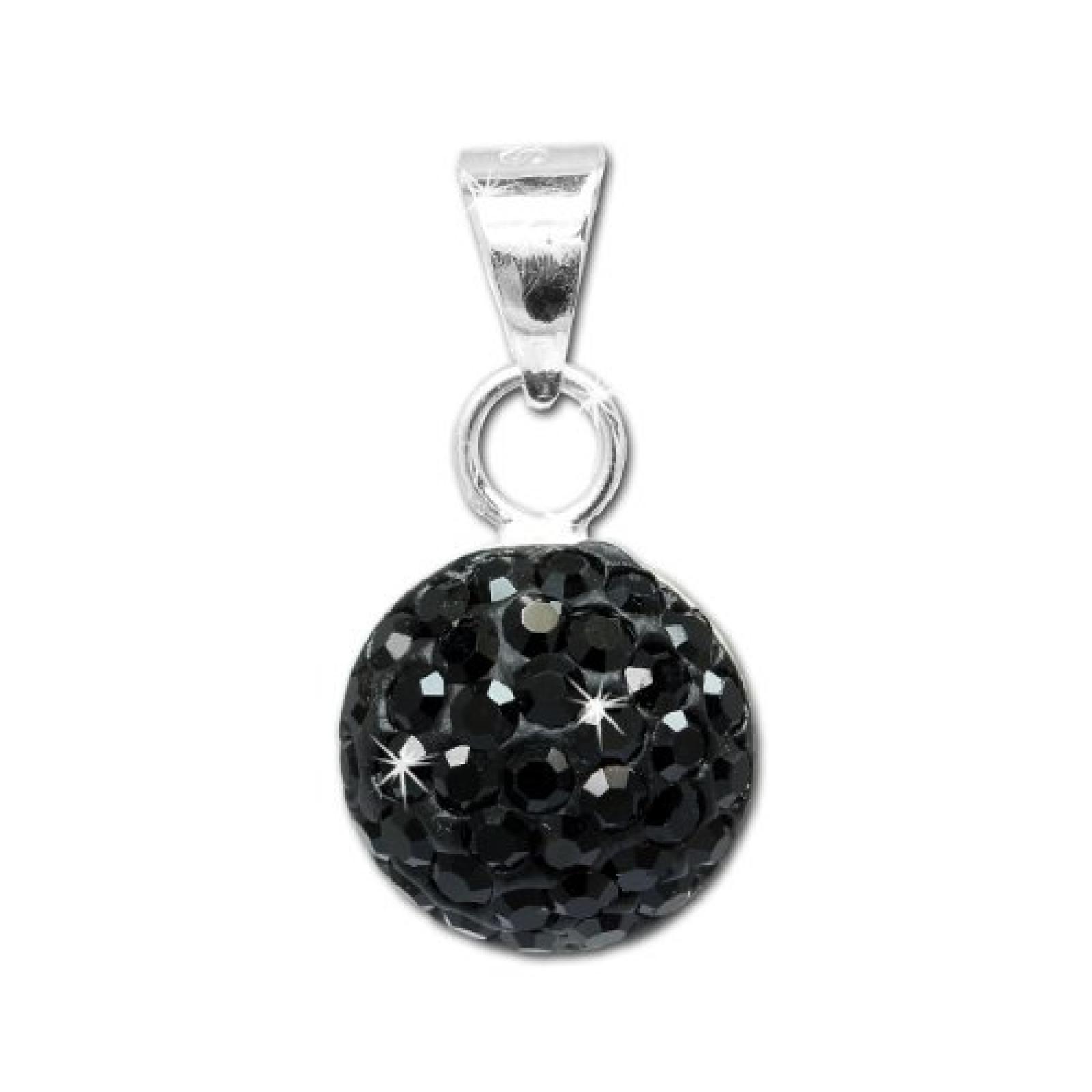 SilberDream Glitzer Anh&auml;nger rund schwarz Zirkonia Kristalle 925 Sterling Silber Kettenanh&auml;nger f&uuml;r Kette oder Halskette GSH206S 
