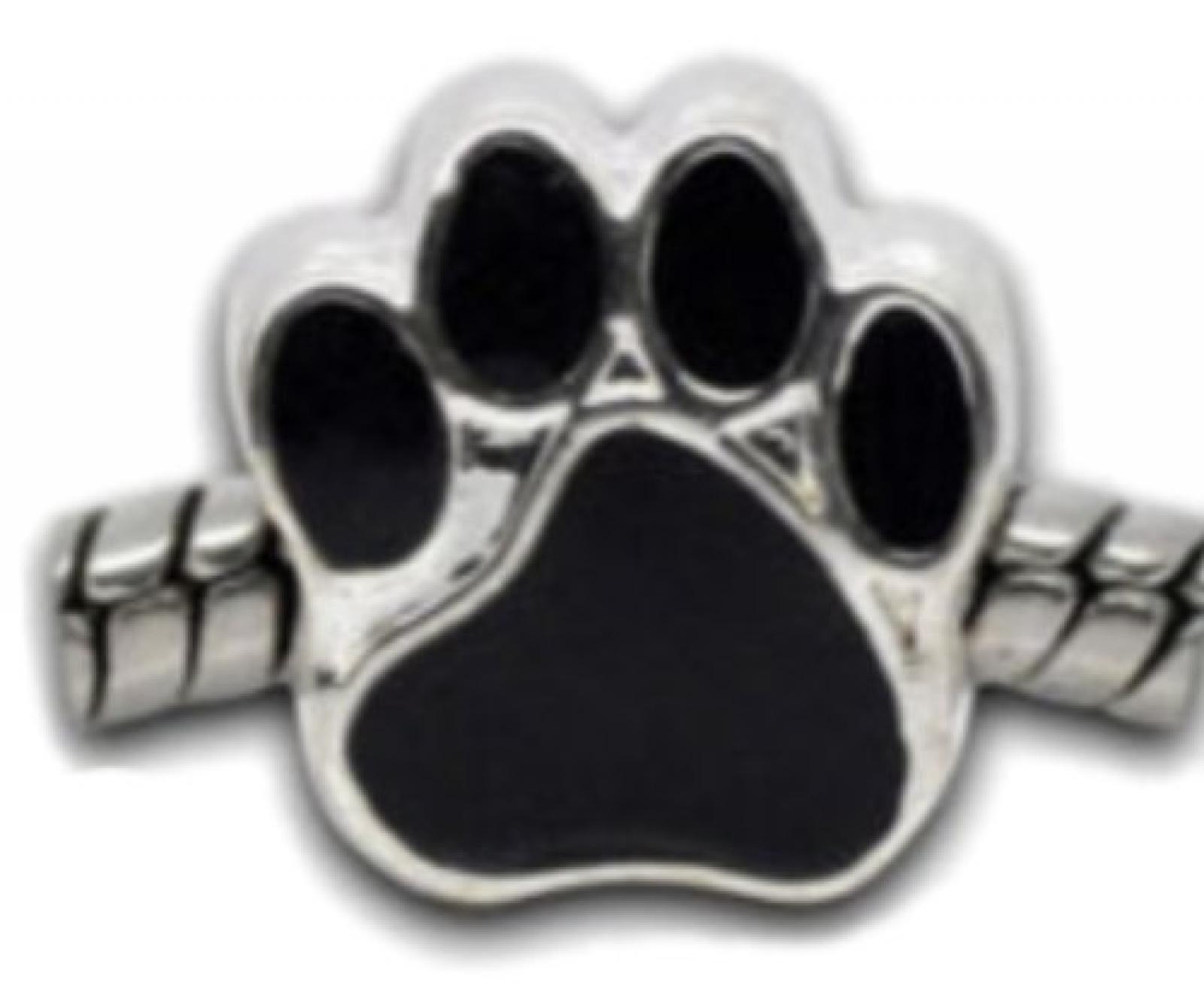 Hundepfote schwarz - Damen Bead - f&uuml;r Pandora Schmuck 