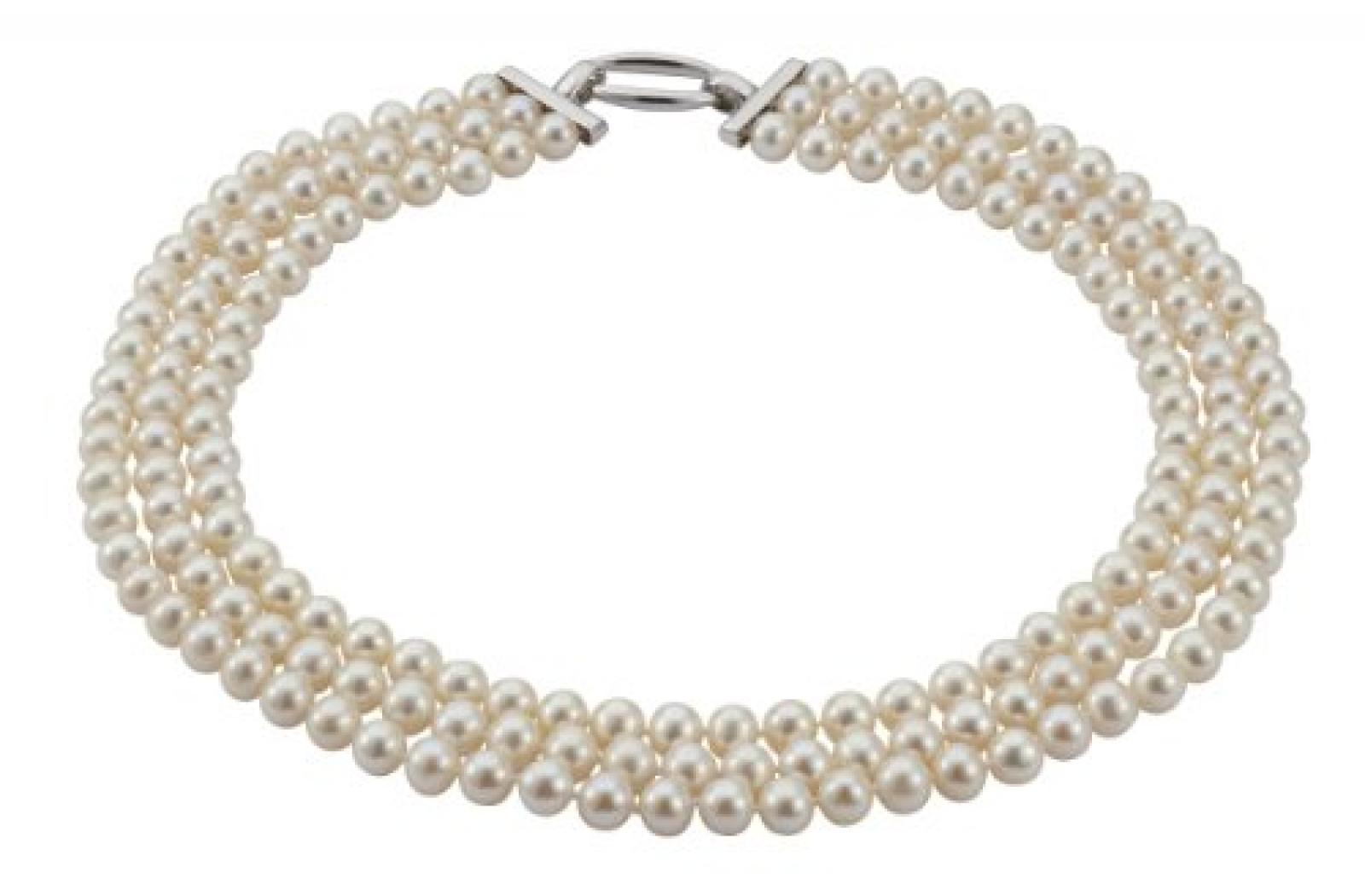 Adriana Damen-Kette S&uuml;&szlig;wasser Zuchtperlen 3-reihig 925 Sterling Silber PR6-9 