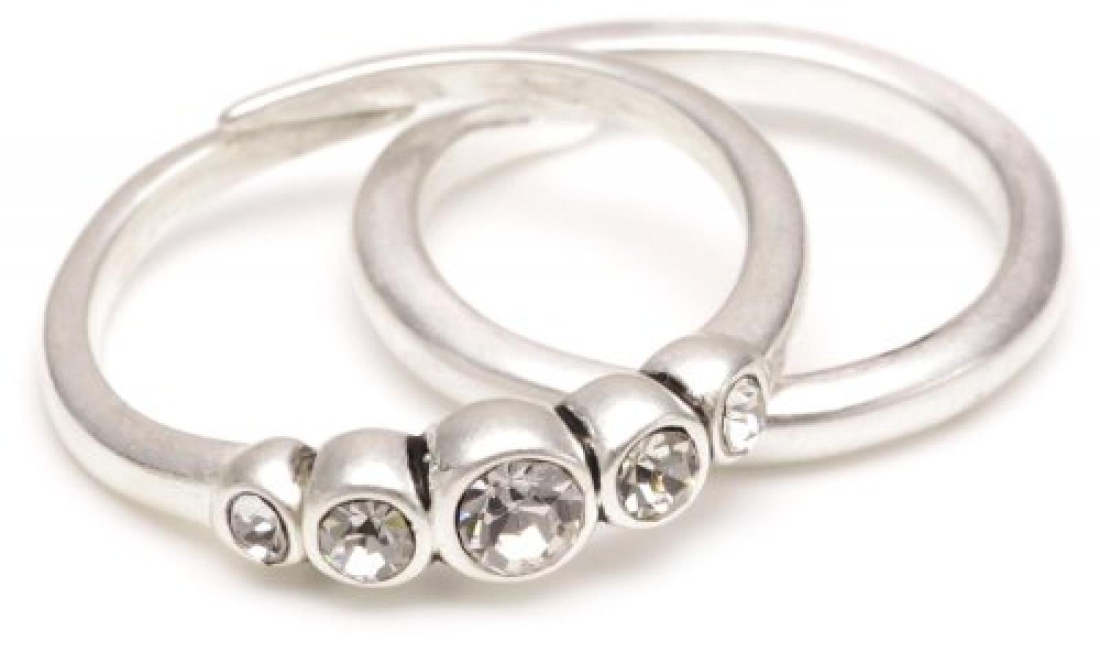 Pilgrim Damen-Fingerring aus der Serie Shooting Star Versilbert Kristall 24122-6004 gr&ouml;&szlig;enverstellbar 