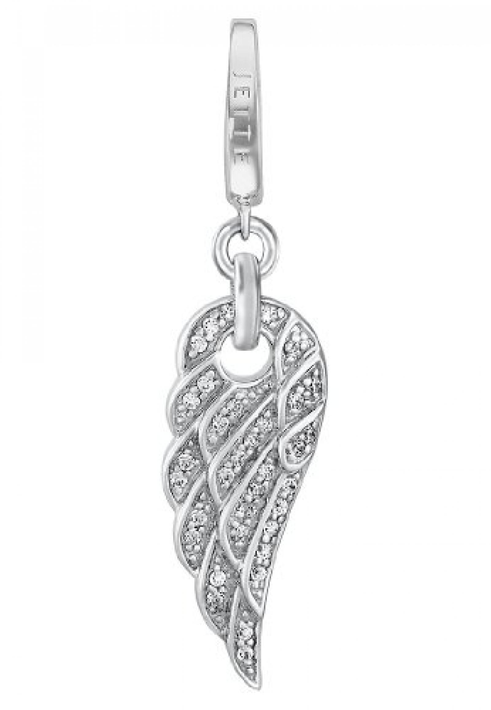 JETTE Charms Damen-Charm Angelwing 925er Silber rhodiniert 35 Zirkonia One Size, silber 