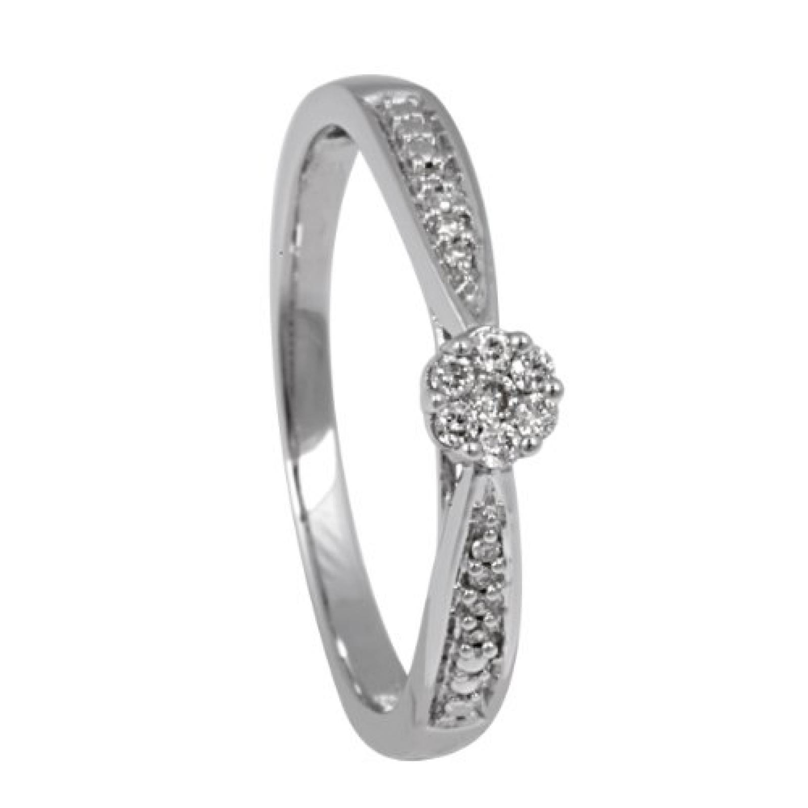 Bella Donna Damen Diamantring 375/000 weißgold 7 Brillanten 0,07ct. W-PI 8 Diamanten 0,03ct. W-PI Bella Donna Damen Diamantring 375/000 weißgold 7 Brillanten 0,07ct. W-PI 8 Diamanten 0,03ct. W-PI