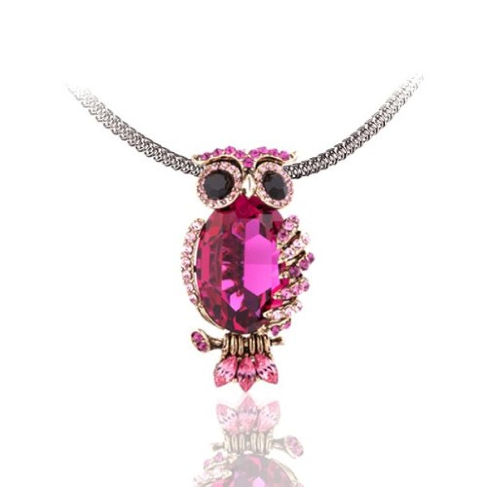 Swarovski Eulen Halskette fuchsia - Blue Pearls - CRY D211 B 
