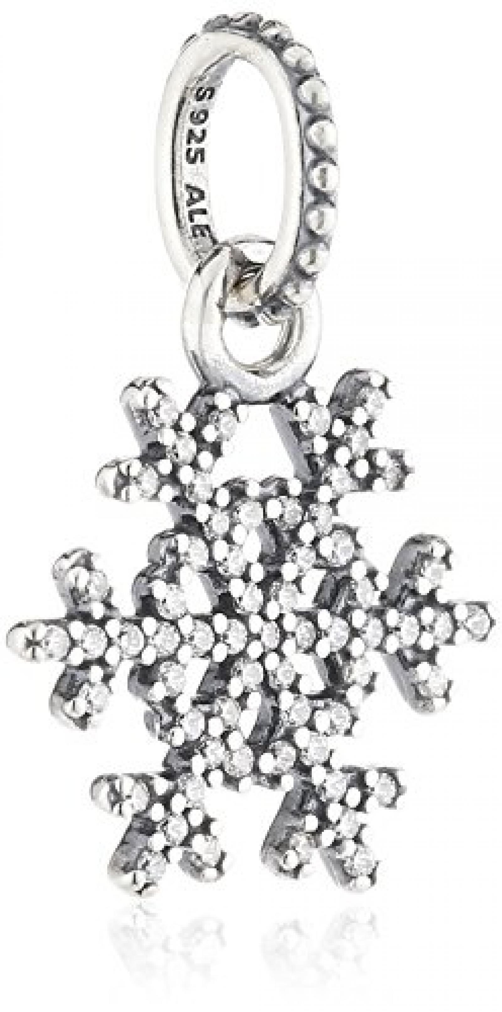 Pandora 390354CZ Schneekristal Silberanh&auml;nger mit Pave Zirkonia / Schneeflocke 