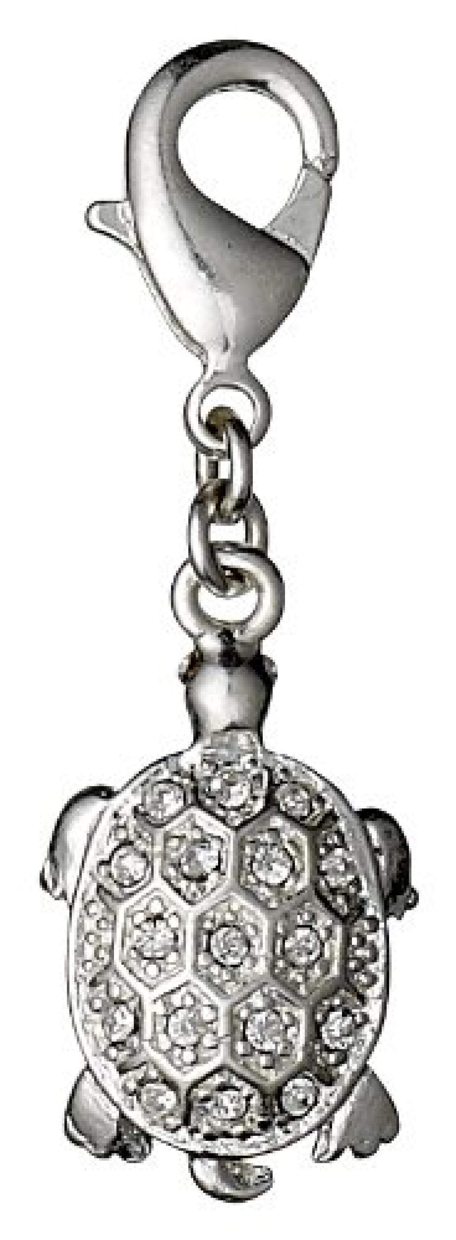 Pilgrim Jewelry Damen-Anhänger Messing aus der Serie versilbert,weiß 3 cm 401326002 