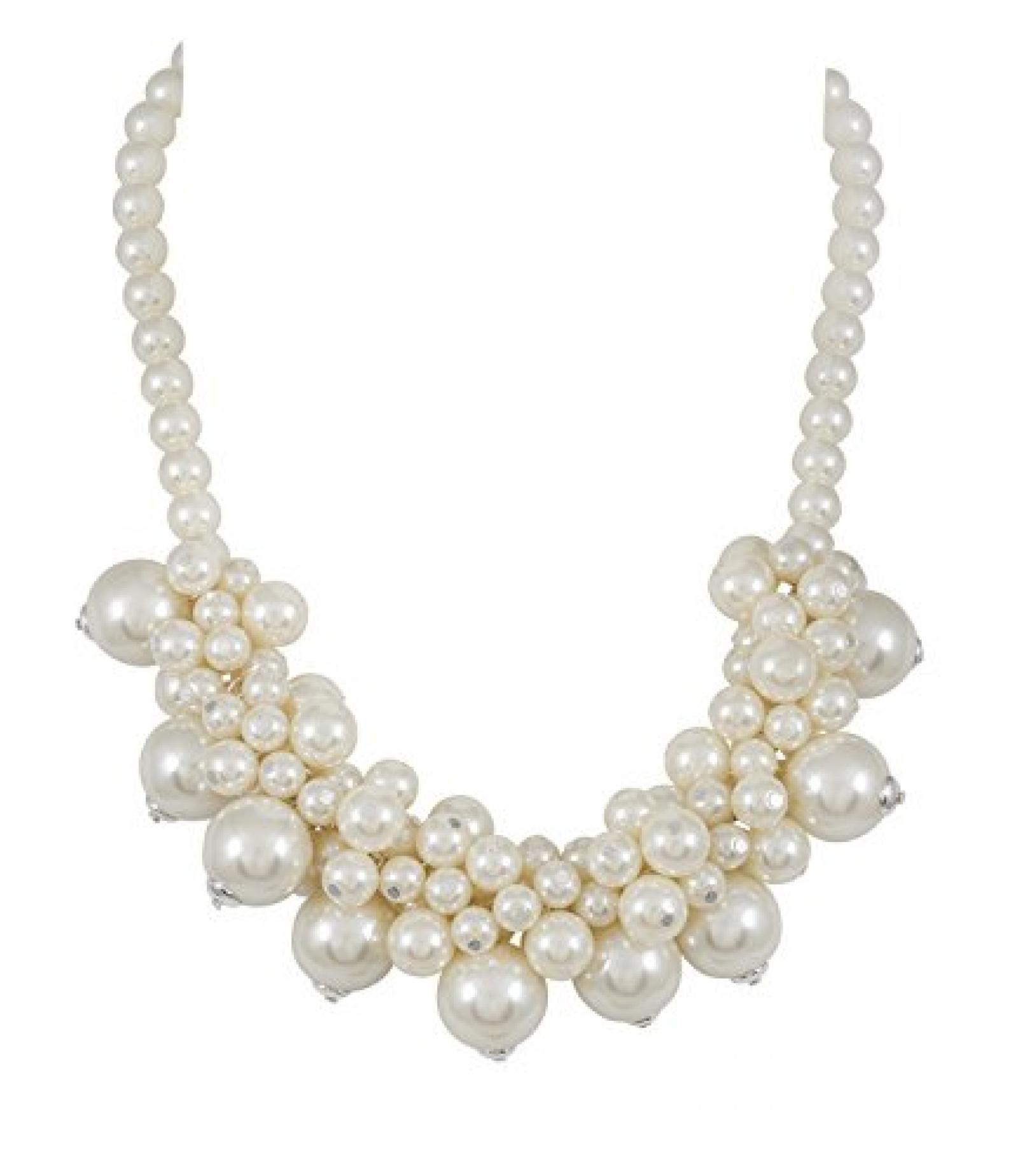 SIX opulente Statement Kette aus creme-wei&szlig;en Perlen in Collier-Form (359-249) 