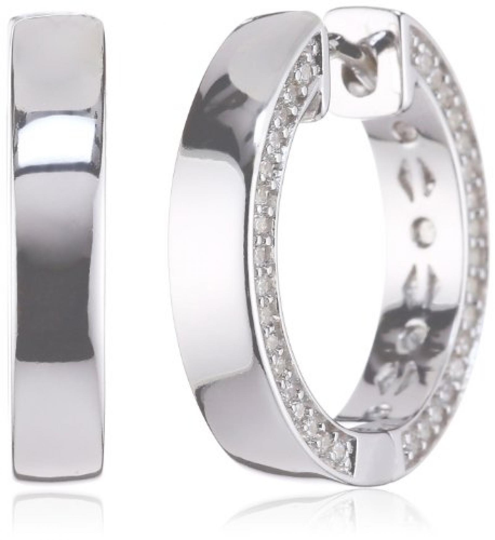 ESPRIT Damen-Creolen 925 Sterling Silber 34 Zirkonia wei&szlig; 38 mm ESCO90786A000 