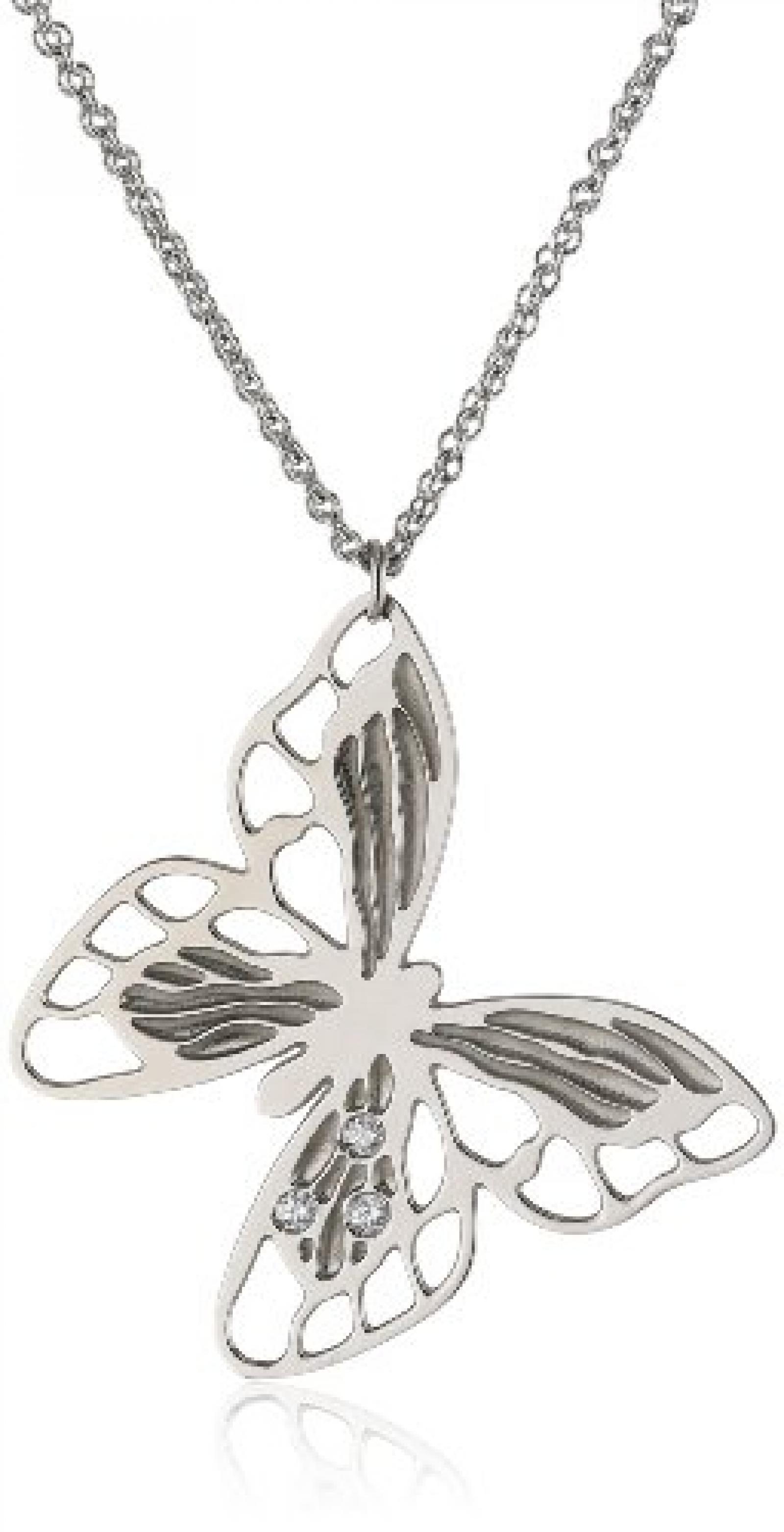 Nomination Damen Halskette Edelstahl Swarovski-Kristall Butterfly wei&szlig; 021379/001 