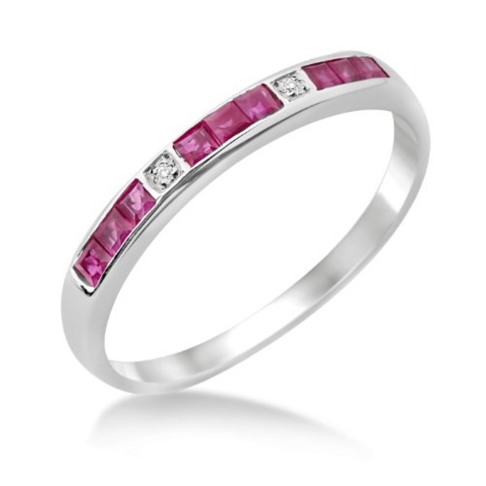 Miore Damen-Ring Memoire 375 Weißgold Rubin und Brillanten MT019R Miore Damen-Ring Memoire 375 Weißgold Rubin und Brillanten MT019R