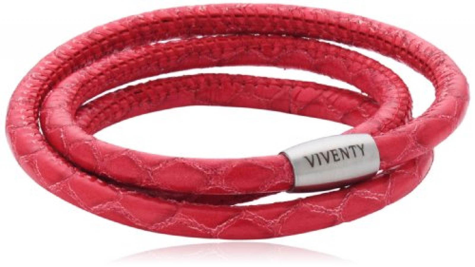 Viventy Unisex Armband Leder 3x gewickelt. in rot 59cm 764025 