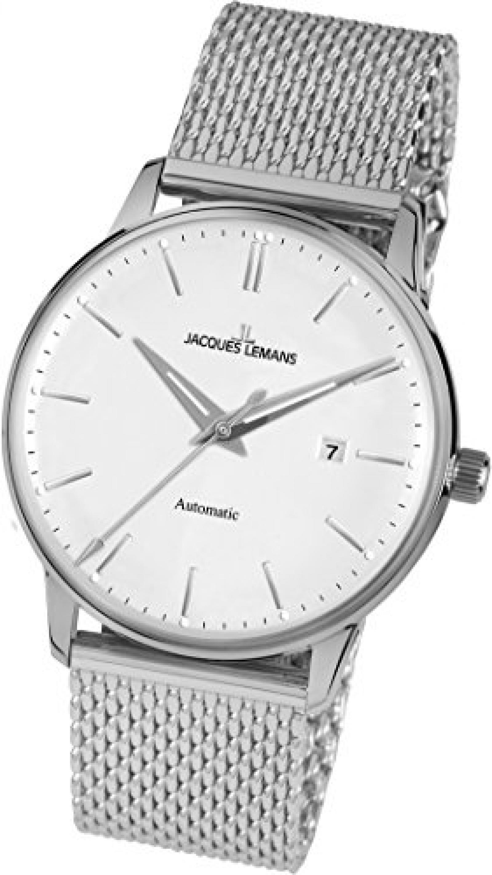 Jacques Lemans Unisex-Armbanduhr Nostalgie Analog Automatik Edelstahl N-206C 