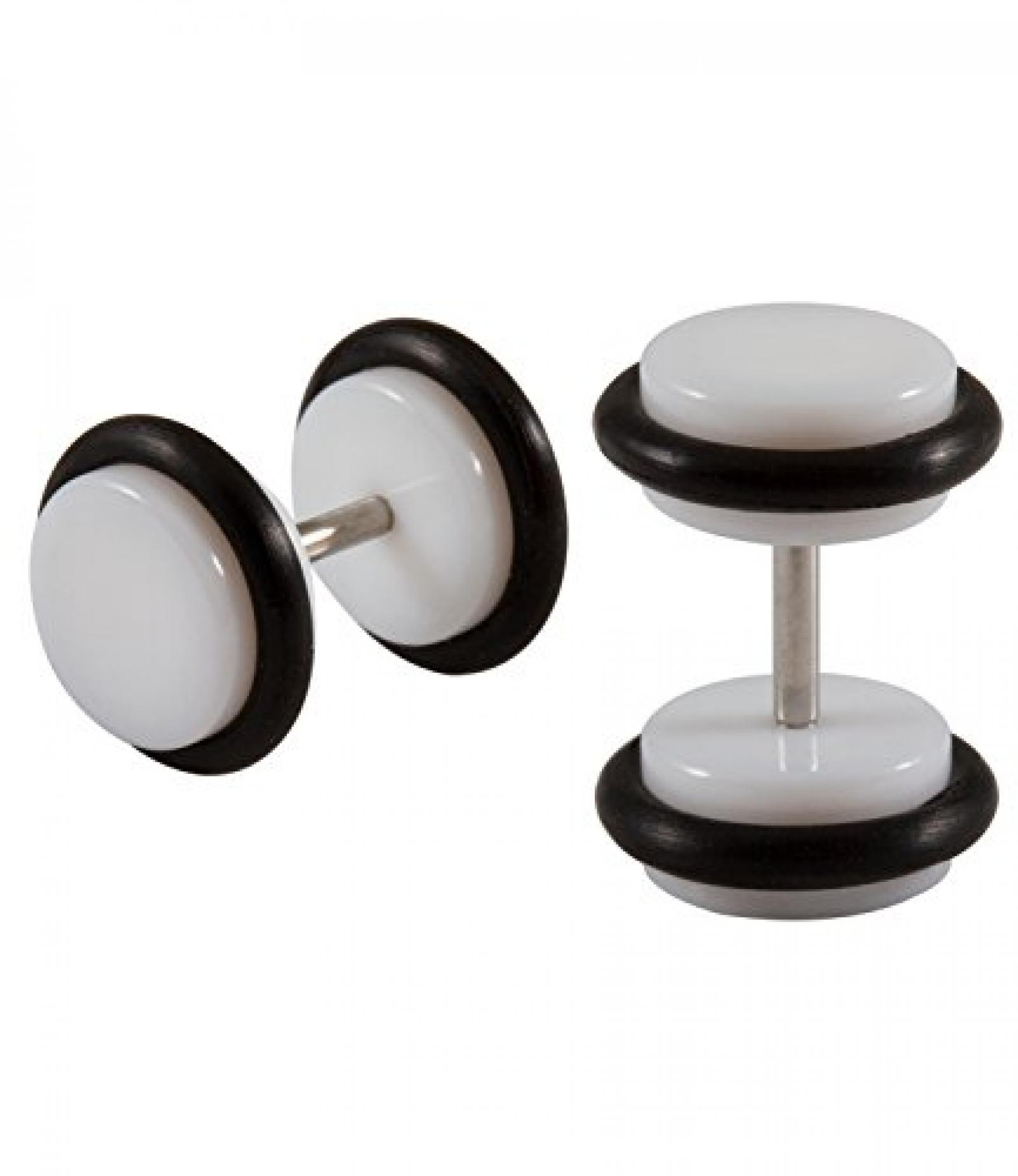 SIX MAN coole, wei&szlig;e Fake Plugs mit schwarzem Gummi Rand (109-827) 