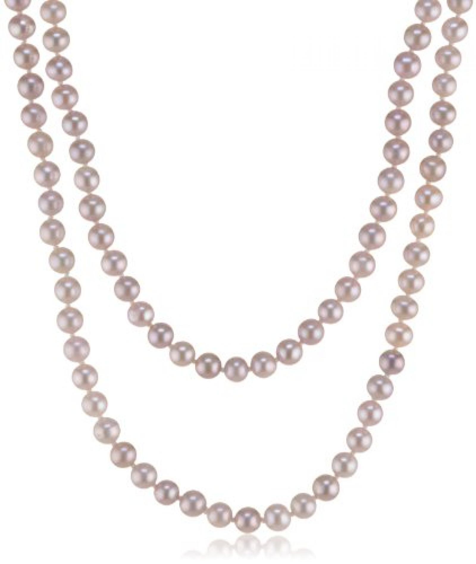 Valero Pearls Classic Collection Damen-Kette Hochwertige Süßwasser-Zuchtperlen in ca.  6 mm Oval rosé     120 cm   340231 