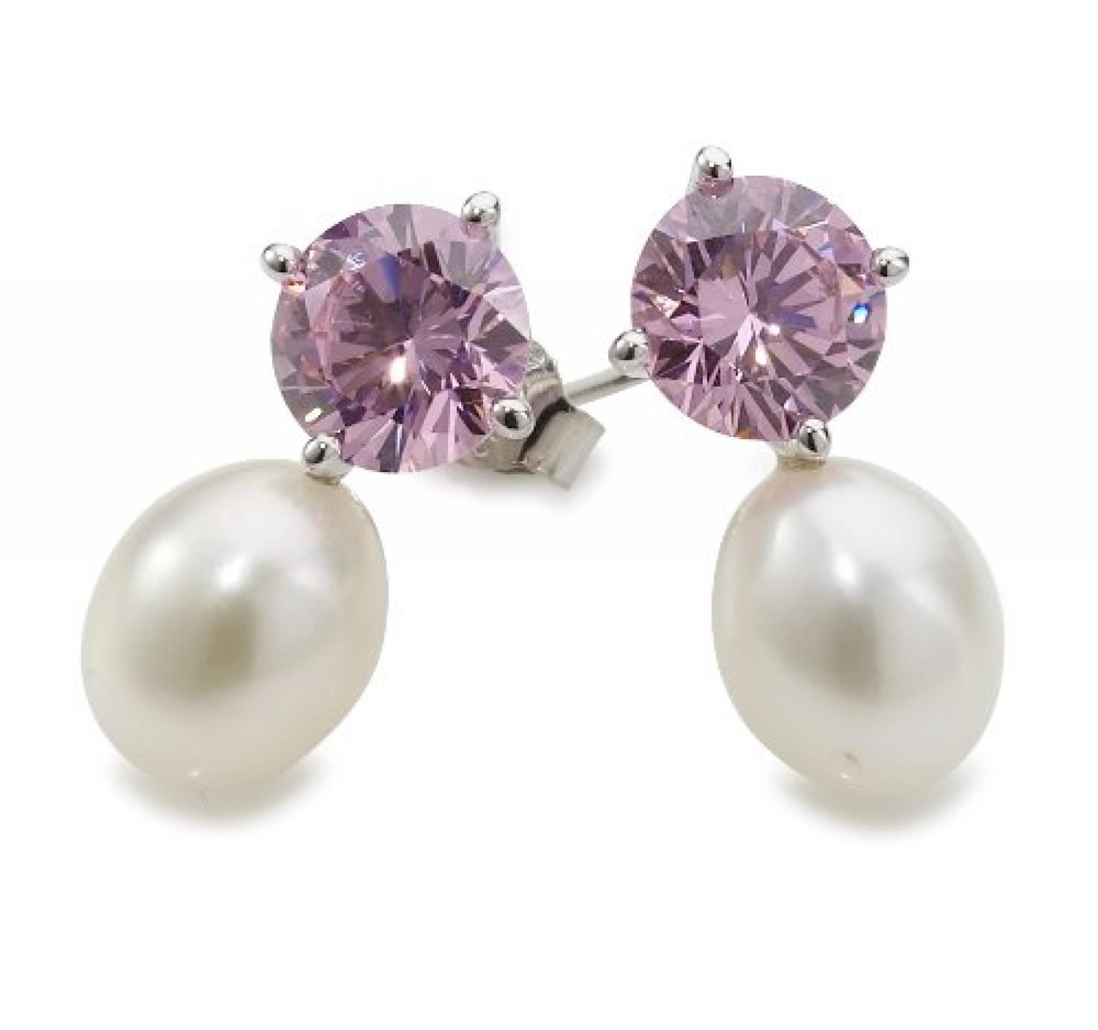 Adriana Damen-Ohrstecker S&uuml;&szlig;wasser Zuchtperlen watermelon 925 Sterling-Silber Rainbow RAO-P 