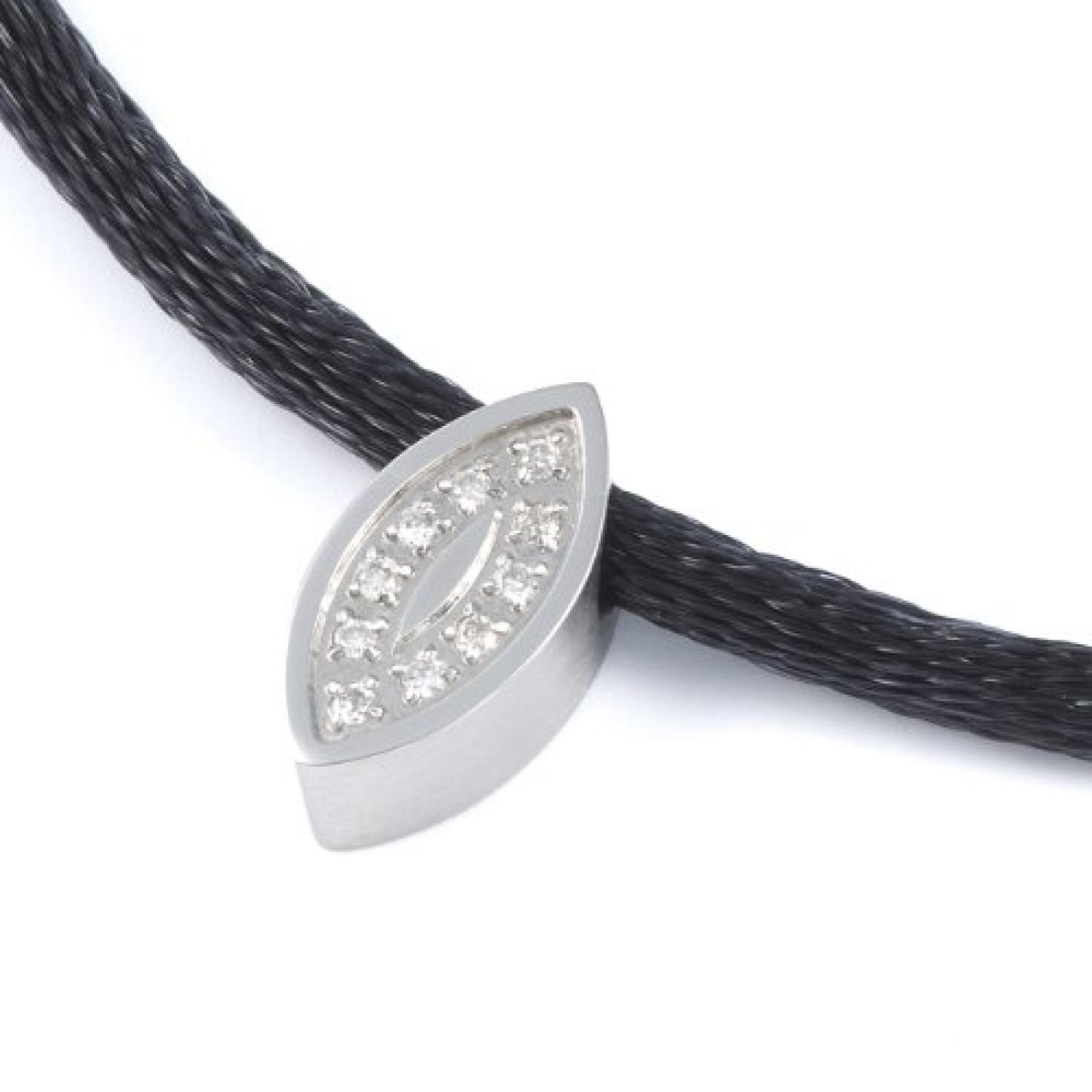 Monomania Damen-Halskette Navette Edelstahl 10 Diamanten 0,05 ct wei&szlig; 50435 